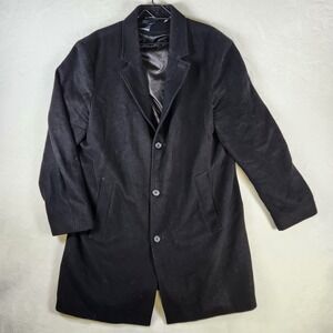 Nautica Mens Wool Blend Overcoat Black XXL‎ Button Front Pea Coat Style